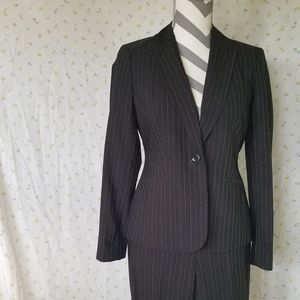 JONES NEW YORK Petite Suit, Black w/ pinstripes